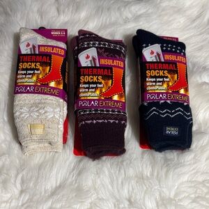 Polar Extreme Insulated Thermal Socks - Cream, Maroon, and Navy